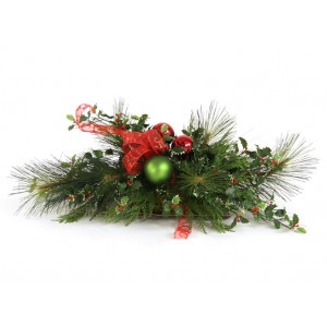 Distinctive Designs Artificial Holiday Centerpiece with Bow in Low Tray DSD1945